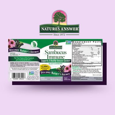 Nature's Answer Alcohol-Free Sambucus Immune Support, 8 Fluid Ounce - Made from 12,000 mg Black Elderberry, Infused with Echinacea and Astragalus Zinc and Vitamin C