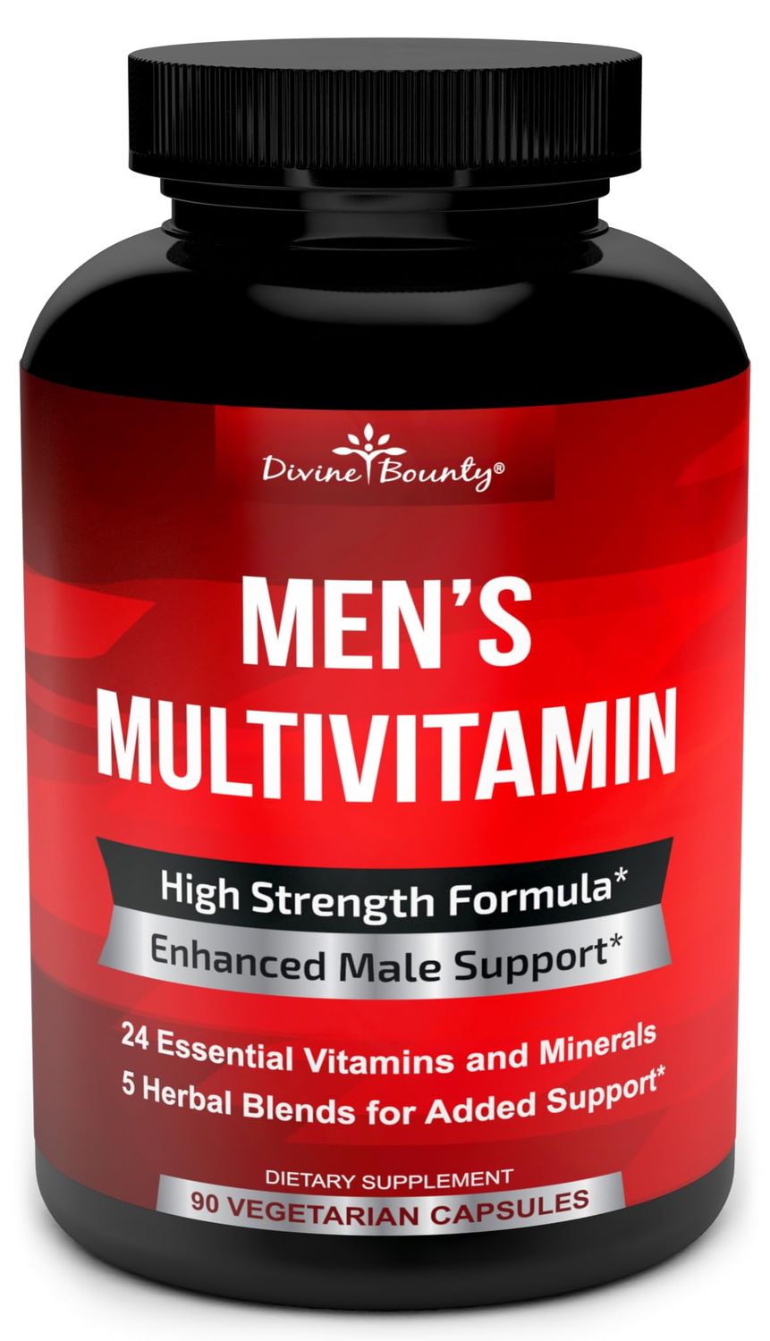Mens Multivitamin - Daily Multivitamin for Men with Vitamin A C D E K B Complex, Calcium, Magnesium, Selenium, Zinc Plus Heart, Brain, Immune, and Men&#39;s Multivitamins - 90 Vegetarian Capsules