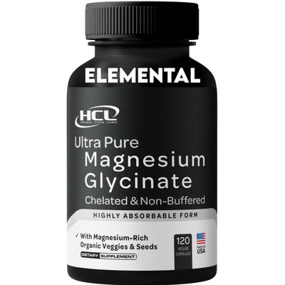 Pure Magnesium Glycinate Capsules - Non-Buffered 350mg Elemental Magnesium Supplement - Chelated High Absorption Purity Magnesium Complex - Made in USA