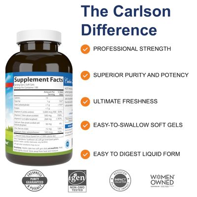 Carlson - ACES Zn, Vitamins A, C, E Selenium Zinc, Multivitamin with Zinc, Cellular Health Immune Support, Selenium Multivitamin, Antioxidant, 360 Softgels