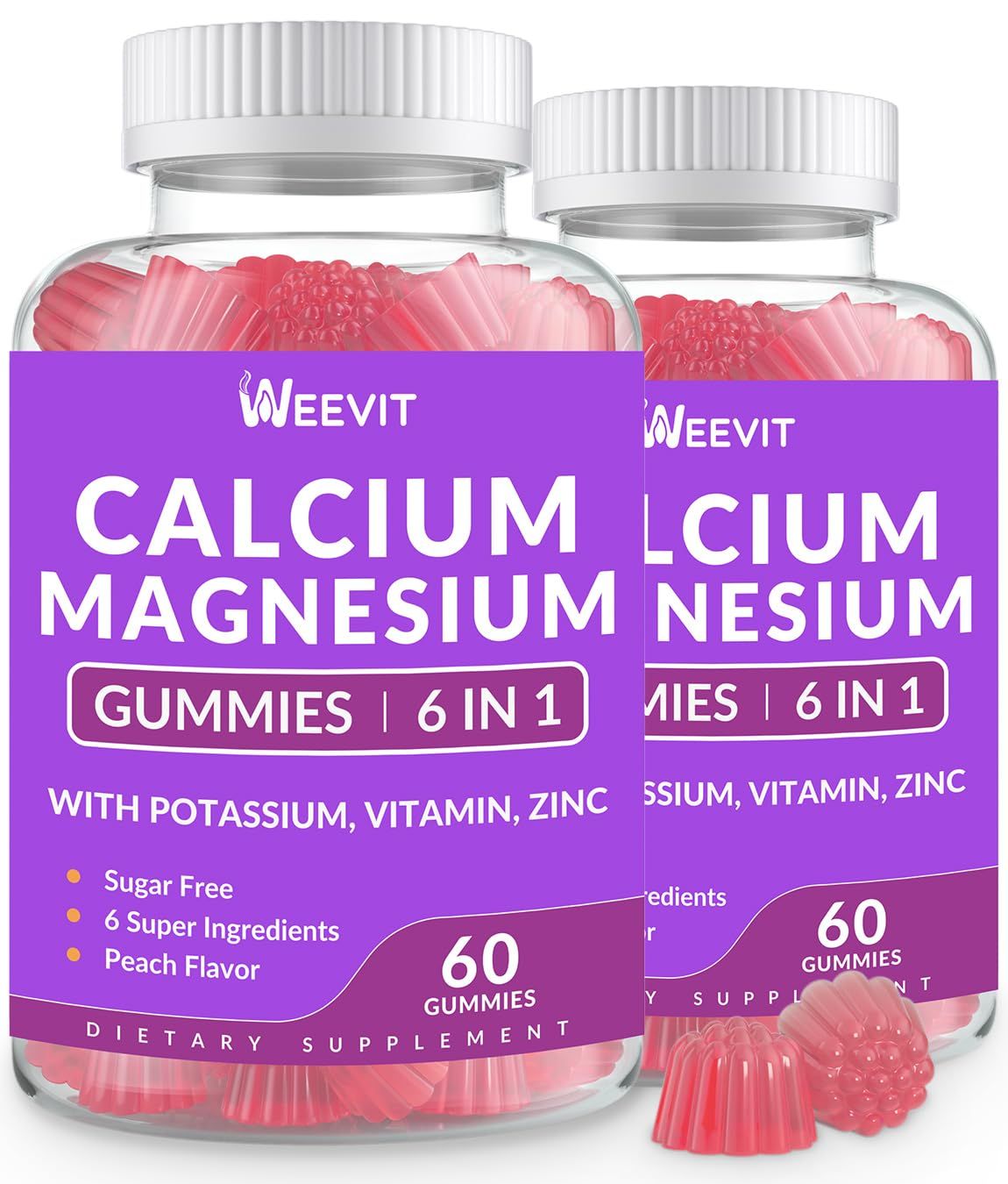 Sugar Free Calcium Gummies 600mg wVitamin D3 K2, Potassium, Calcium Magnesium Zinc Gummies for Bone, Muscle Immune, Algae Calcium Magnesium 2:1 Ratio Calcium Supplement for Women Men - Vegan