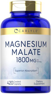 Carlyle Magnesium Malate 1800mg 420 Coated Caplets Vegetarian, Non-GMO, Gluten Free Supplement