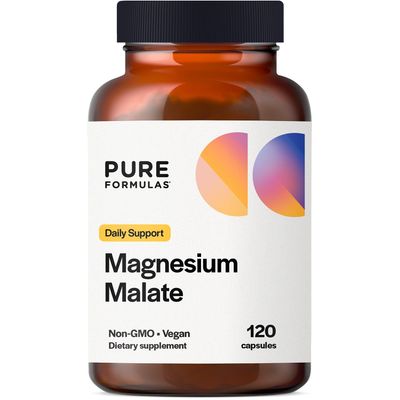 PureFormulas Magnesium Malate Capsules - Chelated Magnesium as Di-Magnesium Malate - Highly Bioavailable Form to Support Energy, Bone Health Muscle Recovery, malato de magnesio 360 mg - 120 Capsules