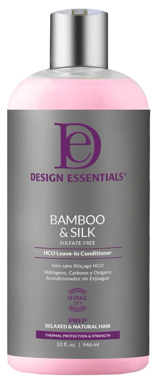 Design Essentials Bamboo Silk HCO Leave-In Conditioner for Thermal Protection and Strength, 32 Fl Oz., Pink