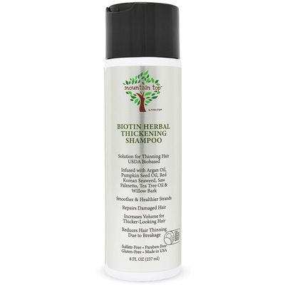 MOUNTAIN TOP Biotin Herbal Thickening Shampoo (8oz 273ml) with Argan Oil, Pumpkin Seed Oil, Red Korean Seaweed, Saw Palmetto, Tea Tree Oil Willow Bark, Sulfate Free, All Hair Types, Men and Women