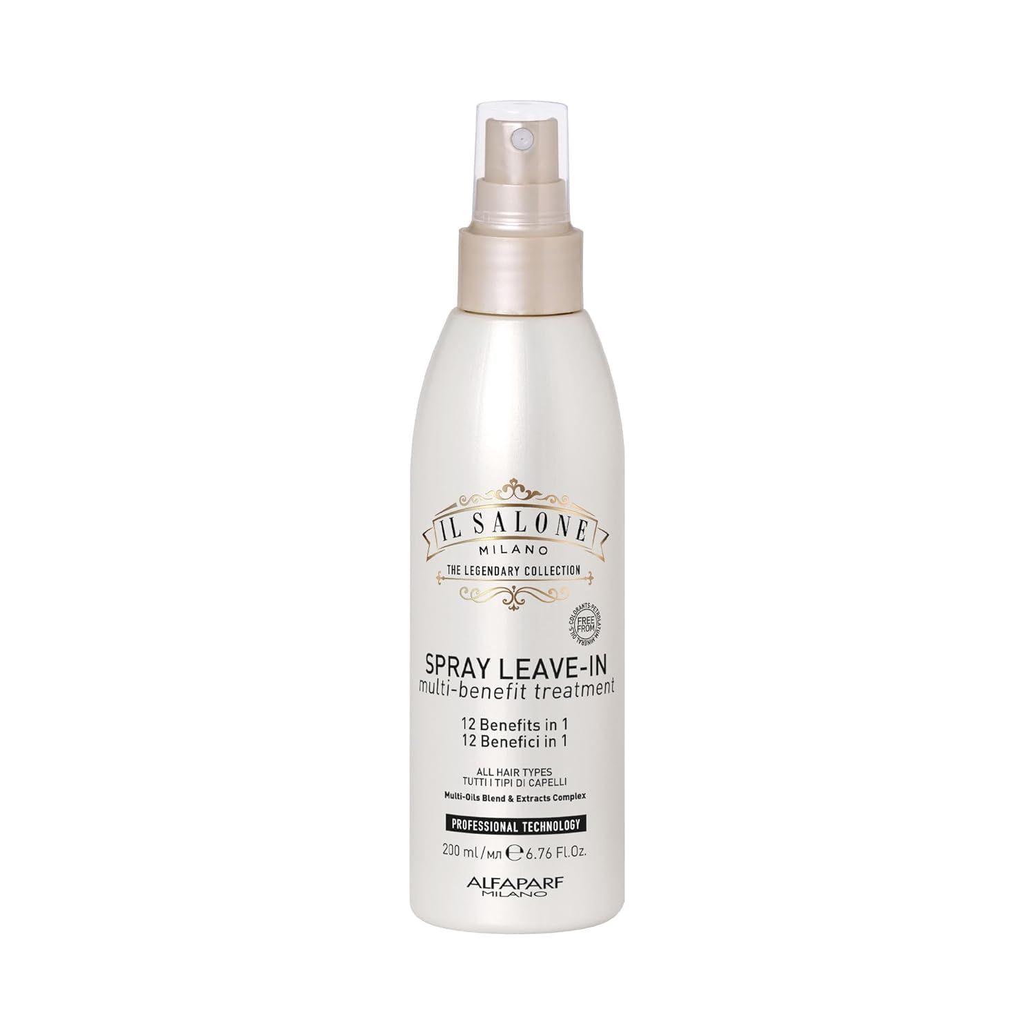 Il Salone Milano Professional 12-In-1 Leave In Hair Treatment - Heat Protectant Detangling Spray with Frizz Control - Repairs Hair Breakage with Olive Almond Oil (200 ml)