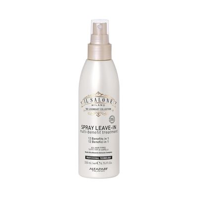 Il Salone Milano Professional 12-In-1 Leave In Hair Treatment - Heat Protectant Detangling Spray with Frizz Control - Repairs Hair Breakage with Olive Almond Oil (200 ml)