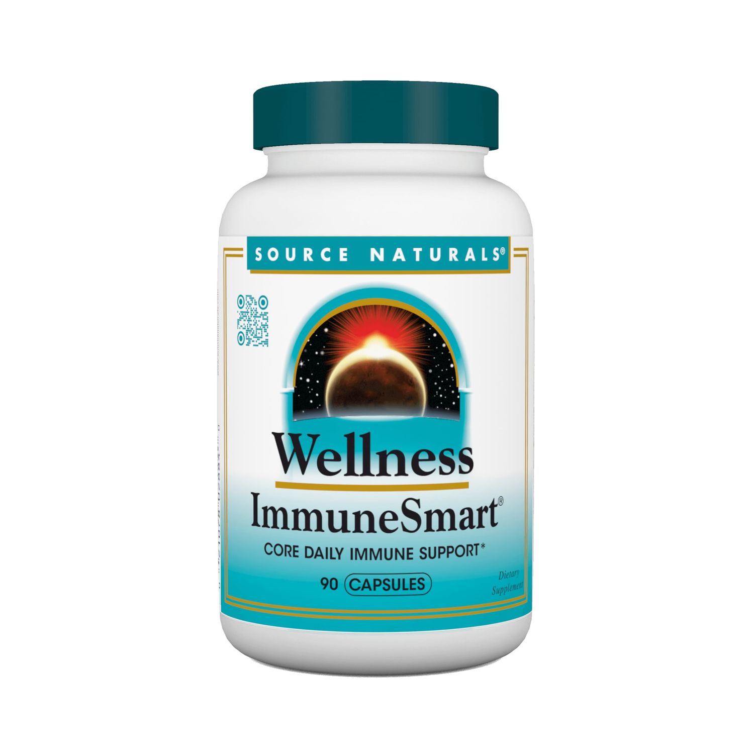 Source Naturals Wellness ImmuneSmart - for Core Daily Immune Support, with Vitamins A, C, and D, Zinc, Elderberry, Echinacea, Andrographis, Turkey Tail and Garlic - 90 Capsules