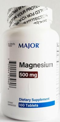 Major Magnesium Oxide High Potency 500 mg, 100 Count (2 Pack)