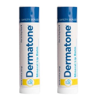 Dermatone Mineral Lip Balm Moisturizing, Reef Safe, Oxybenzone Free SPF 30 Sun Protection Zinc Oxide Lip Sunscreen Jojoba Seed Oil Vitamin E 0.15 oz (2-Pack)