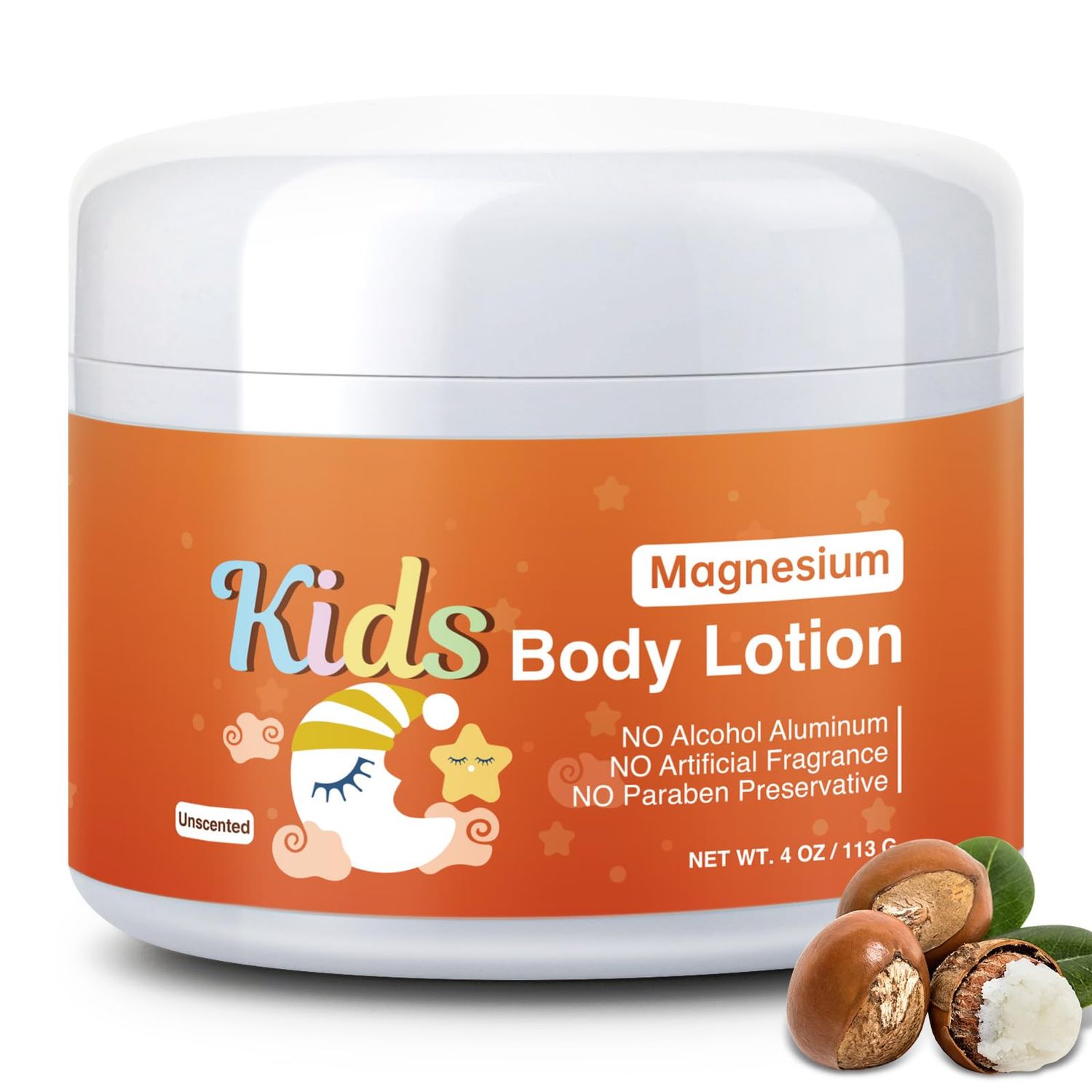 Magnesium Lotion For Kids Babies, Bedtime Magnesium Cream For Sleep, Leg Cramps, Unscented Calming Magnesium Oil Lotion For Bone Muscle Relaxation, Apply to Feet, Legs, Body, 4 OZ.