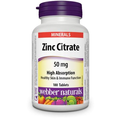Webber Naturals Zinc Citrate 50 mg, 180 Tablets