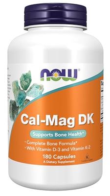 NOW Foods Supplements, Cal-Mag DK with Vitamin D-3 and Vitamin K-2, Supports Bone Health, 180 Capsules