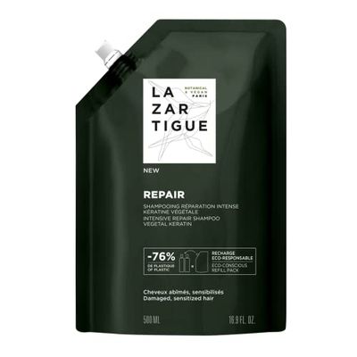 Lazartigue Repair Shampoo, Vegetal Keratin Treatment for Damaged Hair, Restructures Hair Fiber and Reduces Split Ends, Vegan, Sulfate Silicone Free, 16.9 fl.oz