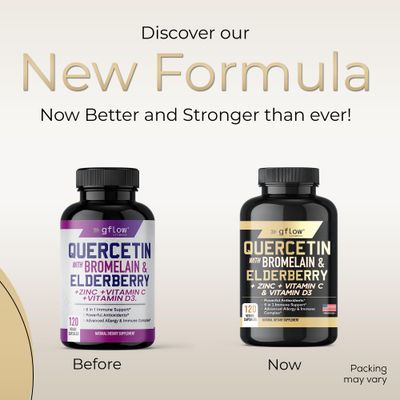 gflow vitamins Quercetin with Vitamin C and Zinc - 500mg - Quercetin with Bromelain - Zinc Quercetin - 120 Veggie Caps - Elderberry with zinc and Vitamin c for Adults (Non-GMO, Vegan) 2 Months Supply