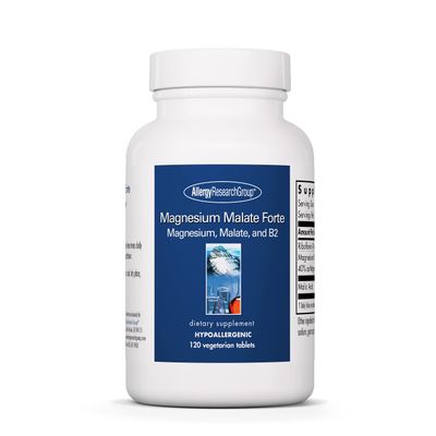 Allergy Research Group Magnesium Malate Forte Supplement - Magnesium and Malic Acid, Energy Support, Vitamin B2, Vegetarian Tablets - 120 Count
