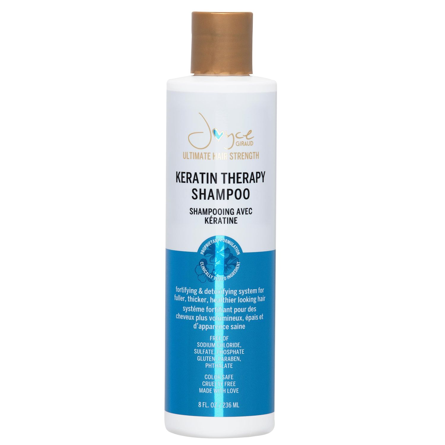 Miracle Elixir Collection Joyce Giraud Ultimate Hair Strength Keratin Therapy Shampoo, with Cynatine Pure4 Oils, 8 Fl. Oz
