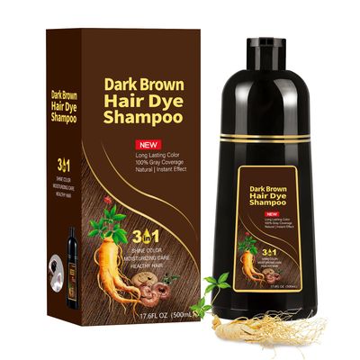 Dark Brown Hair Dye Shampoo 3 in 1 100 Gray Coverage Simple and Effective Brown Shampoo Dark Brown Color Shampoo Can Save You From Being Bothered By Gray Hair You Can Dye Your Hair At Home. 500 ml
