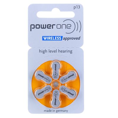 PowerOne Size 13 Hearing Aid Zinc Air Battery - 6-Pack - Mercury Free (P13)