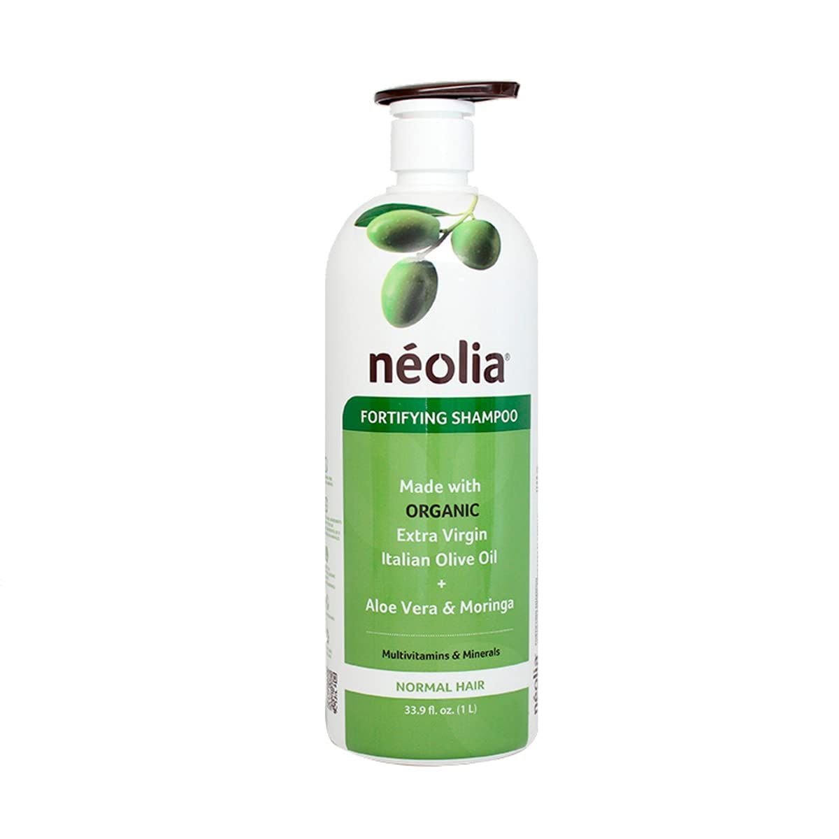Neolia Fortifying Olive Oil Shampoo for Normal Hair - 33.6 fl oz - 1L - Made With Extra Virgin Organic Italian Olive Oil Aloe Vera - No Paraben, Fresh Scent.