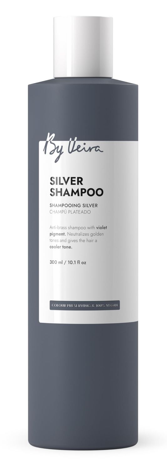 By Veira, Silver Shampoo 10.1 Fl Oz, Anti-brass, Violet pigments Neutralizes Golden Tones Gives Cool Tone, Colour preserving, 100 vegan SulphateSilicone free