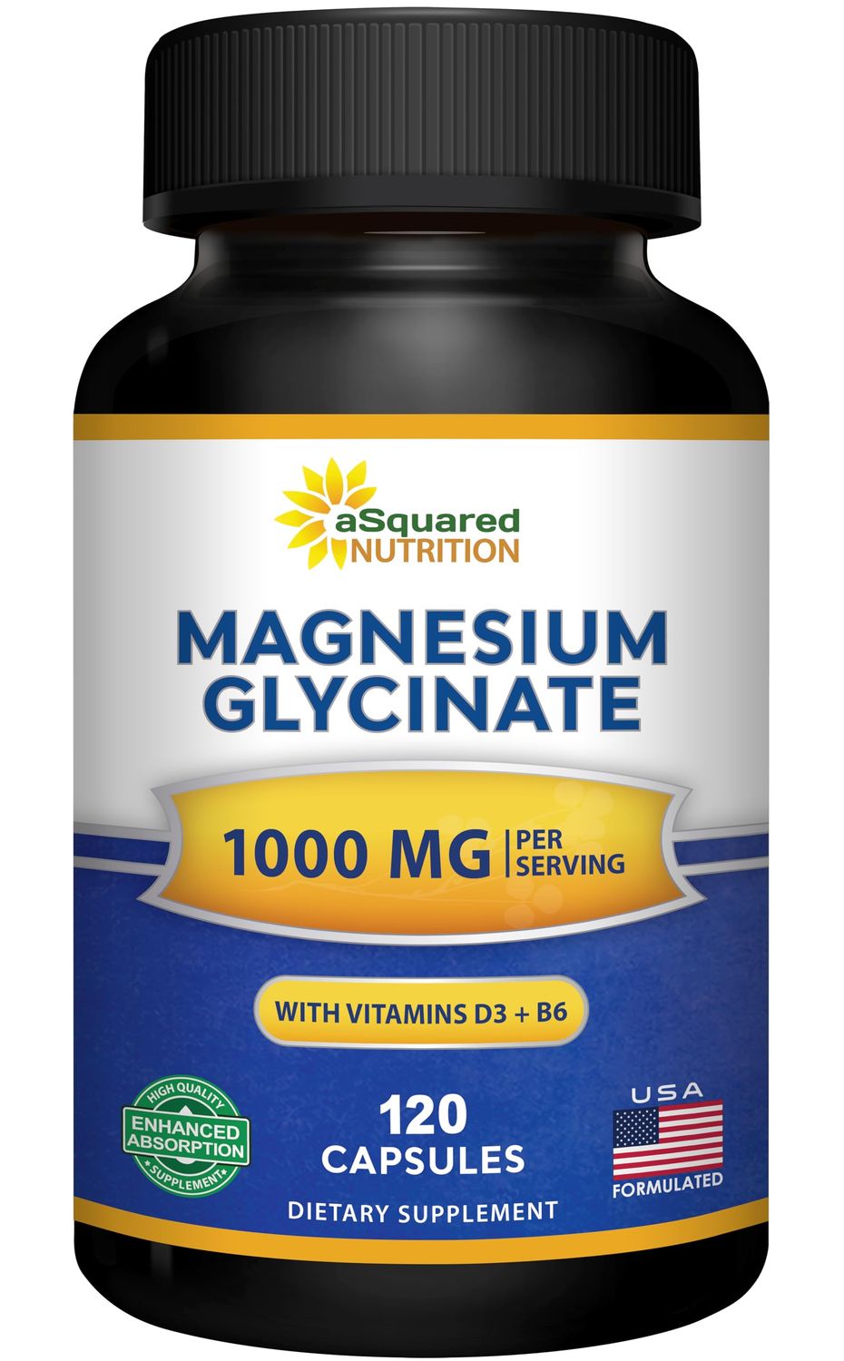 Magnesium Glycinate 1000mg with Vitamin D3 B6-500mg per Capsule - Pure Elemental Mag Supplement Complex for Sleep, Muscle, Bone Health - Replace Gummies, Tablets Powder - 120 Capsules