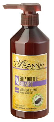 Savannah Hair Therapy Shampoo with Shea Butter and Keratin - Sulfate-Free for Dry, Damaged, Color-Treated Hair - Deep Moisturizing Frizz Control with Vitamins A, B6, E - 16.9 oz (500 ml)