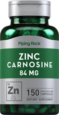 Piping Rock Zinc Carnosine Supplement 84mg 150 Capsules Non-GMO, Gluten Free