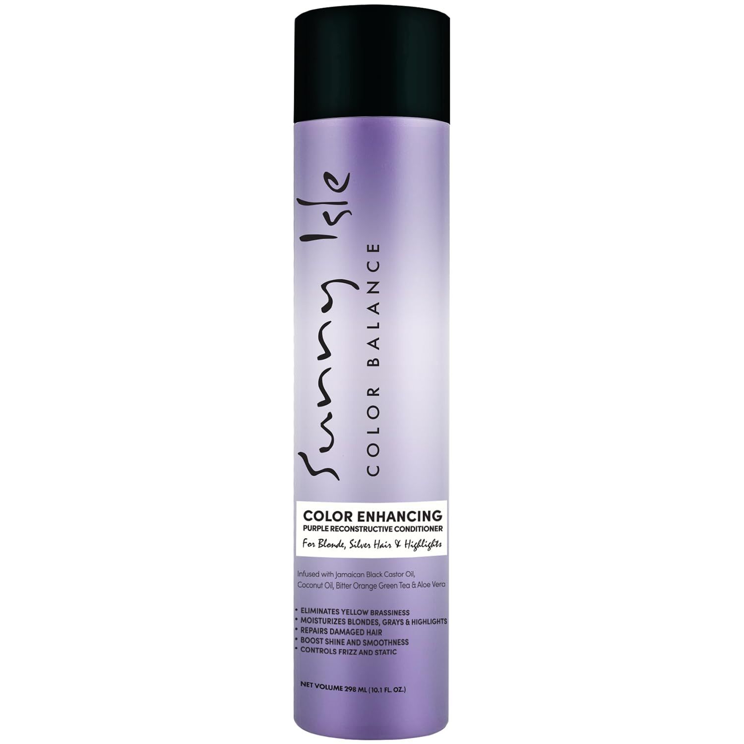 Sunny Isle Color Enhancing Purple Reconstructive Conditioner 10.1oz For Blonde, Silver, Platinum, Gray Hair Highlights Color-Treated Paraben Sulfate FREE
