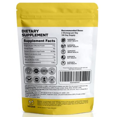 Ginger Turmeric Supplements - Boosted with Vitamin D3, Vitamin C, Pepper, Zinc Orange Joint, Gut Skin Health Support
