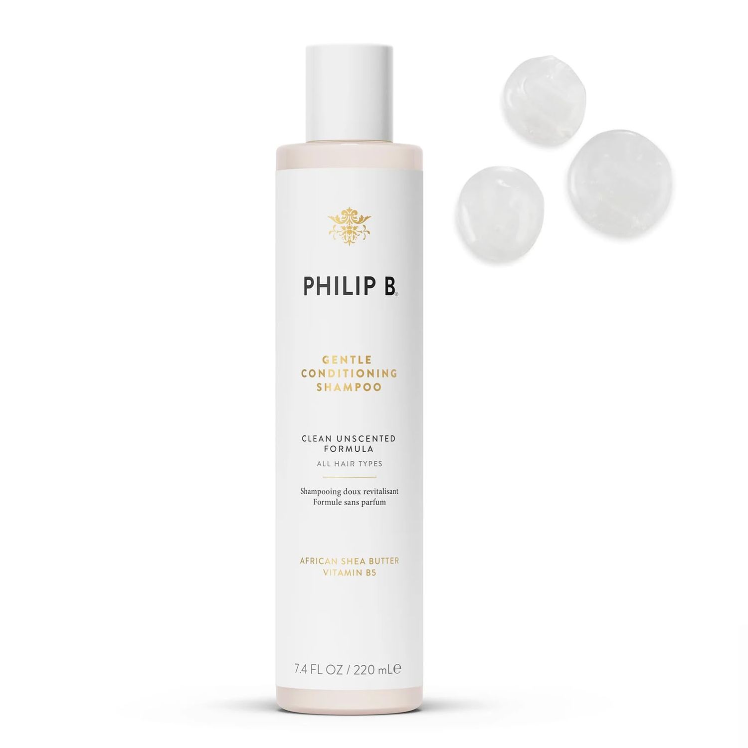 PHILIP B Gentle Conditioning Shampoo, 7.4 fl. oz. (220 ml) - Light-Weight Unscented Cleanser Adds Softness Shine, With Shea Butter Vitamin B5