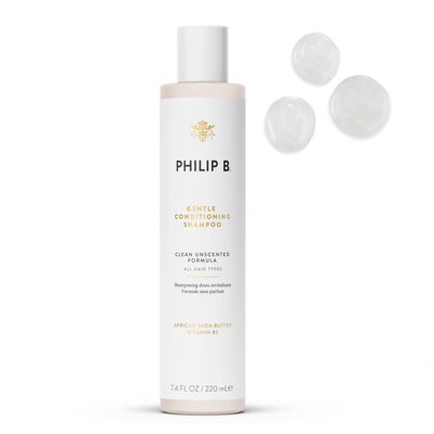 PHILIP B Gentle Conditioning Shampoo, 7.4 fl. oz. (220 ml) - Light-Weight Unscented Cleanser Adds Softness Shine, With Shea Butter Vitamin B5