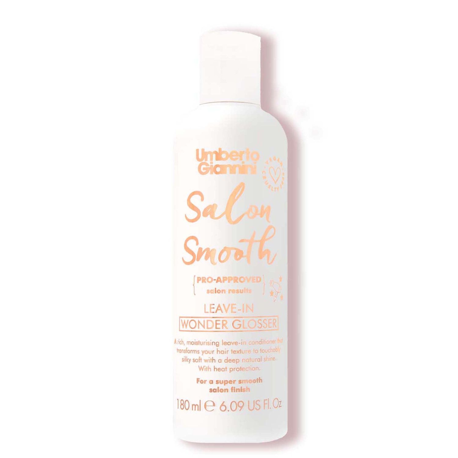Umberto Giannini Salon Smooth Wonder Glosser - Lightweight Leave In Conditioner Hair Treatment with Heat Protection - Creates Shine Reduces Frizz for Straight, Curly and Wavy Hair 6.09 fl OZ
