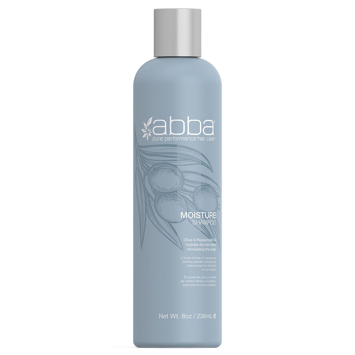 ABBA Moisture Shampoo, Olive Peppermint Oil, 8 Fl Oz