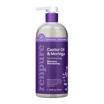 Renpure Castor Oil Moringa Shampoo, Plant-Based - Curl Enhancing - For Moisturized, Manageable Smooth Curls - With Castor Moringa Seed Oil - For Wavy To Curly Hair - 24 Fl Oz