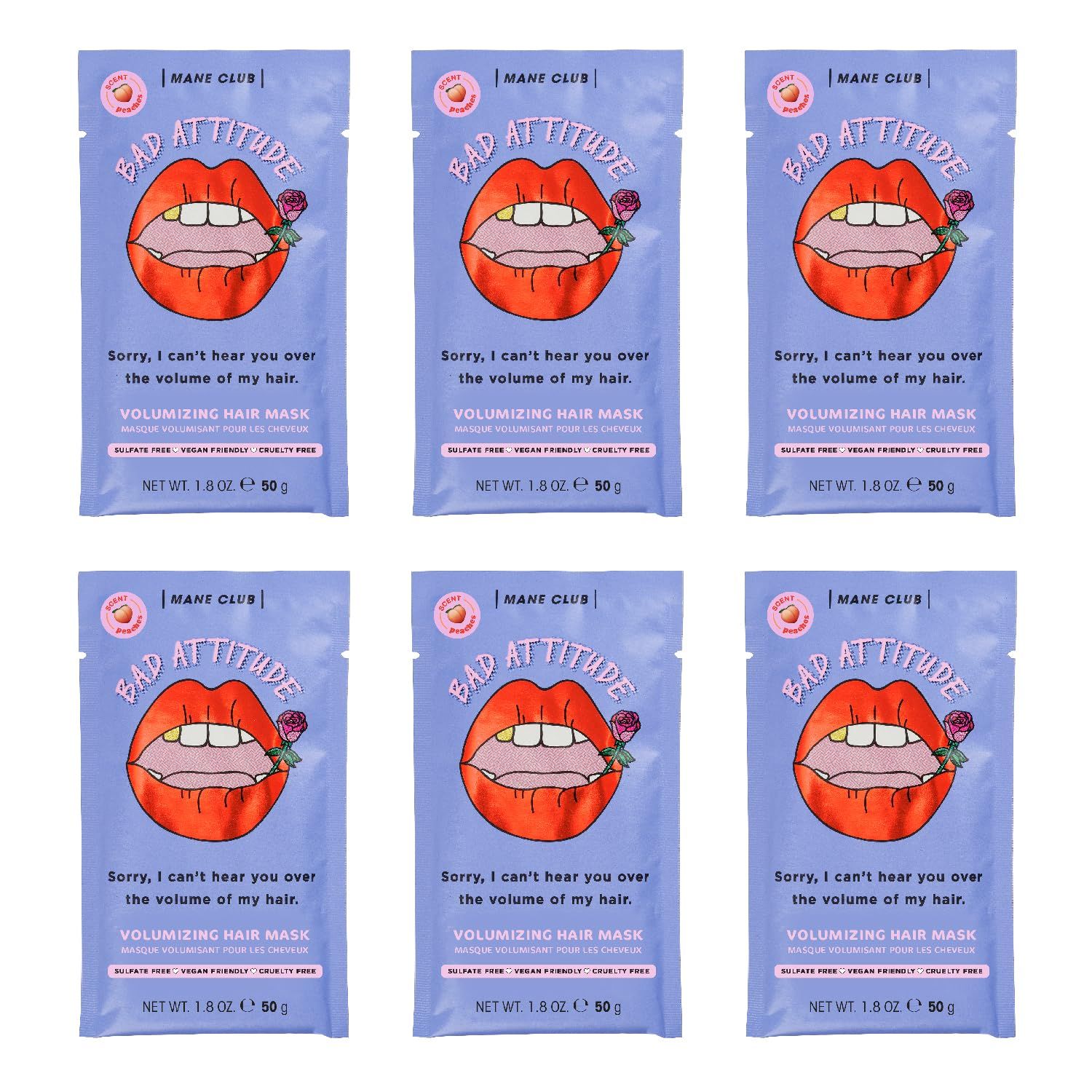 MANE CLUB Bad Attitude Deep Conditioner, cruelty free, vegan, no sulfates or parabens - Pack of 6