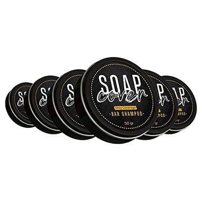 Soap Cover Black Soap for Gray Hair, Gray Hair Reverse Bar Shampoo, 10.2 Oz (Pack of 6)