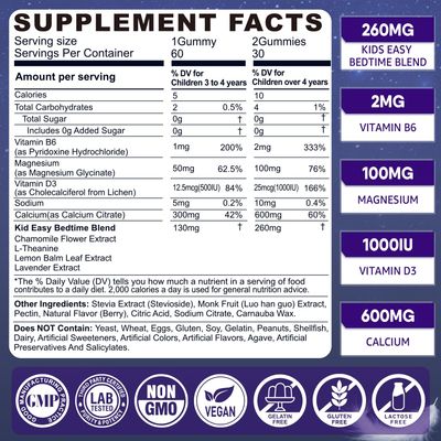 LILICARE Kids Sleep Gummies - Magnesium Glycinate Gummies, Melatonin Free Sleep Aid Magnesium, Calcium, D3, B6, L Theanine Kid Melatonin Alternative for Restful Sleep (Pack of 2)