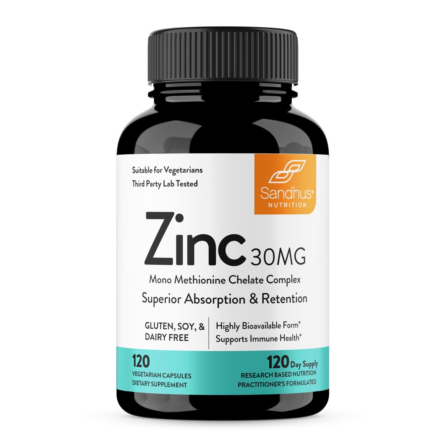 Sandhu&#39;s Zinc 30mg 120 Count Supplement4 Months SupplyMade in The USA Immune Antioxidant Support High Potency Superior Absorption Capsules