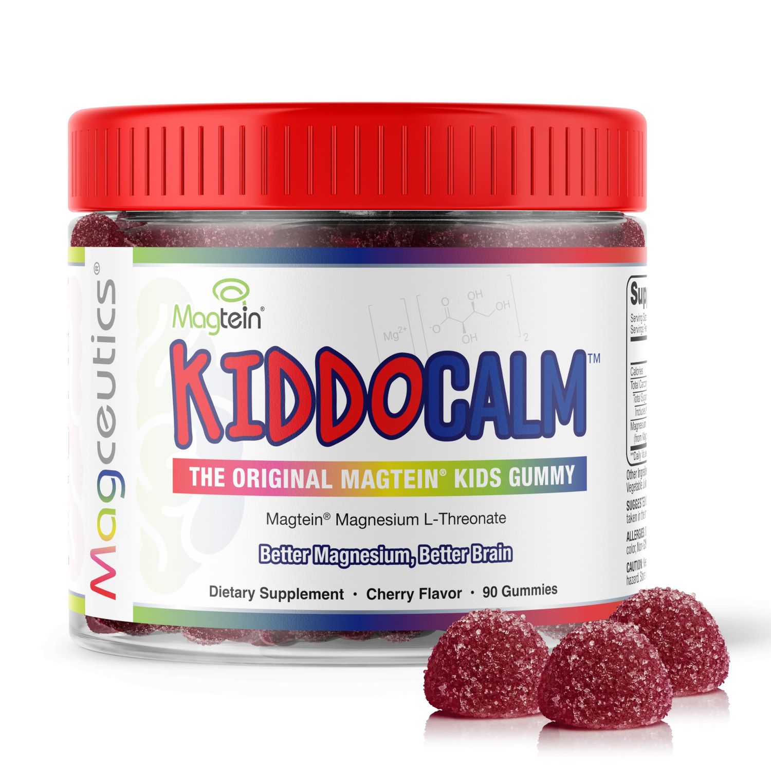 Magceutics KiddoCalm Magnesium Gummies - Magtein Magnesium L-Threonate Gummy for Kids, Focus, Calm, Sleep, Attention Brain Health Support Supplement for Children - 90 Vegan Gummies