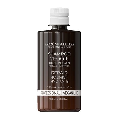 AMAZONICA BELEZA Vegan Veggie Refiner Shampoo, Nourishes, Moisturizes and Repairs, Sulfate, Parabens and Cruelty Free, with Natural Ingredients for all Hair Types, 10 Oz