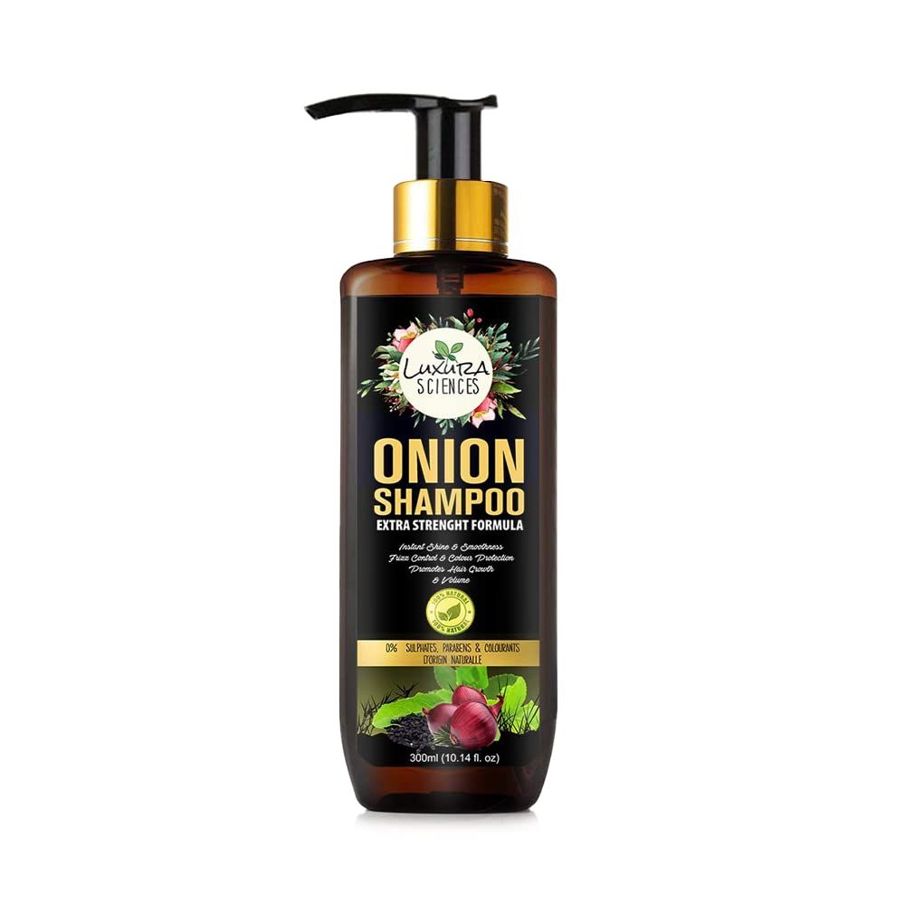 Luxura Sciences Onion Shampoo for Hair Growth Strength Red Onion Argan Oil for Thicker, Fuller Hair Reduces Hair Thinning Breakage Sulfate-Free Gentle Formula 10.14 Fl Oz (300ml)