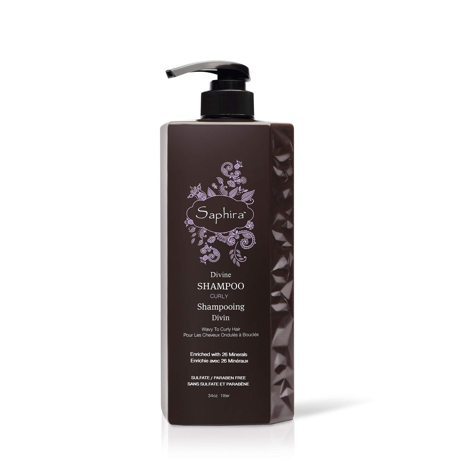 Saphira Divine Curls Shampoo for Curly, Wavy and Multi-Textured Hair, Sulfate-Free, Paraben-Free, Deeply Cleanses, Restores and Hydrates Curls, 34 Ounce