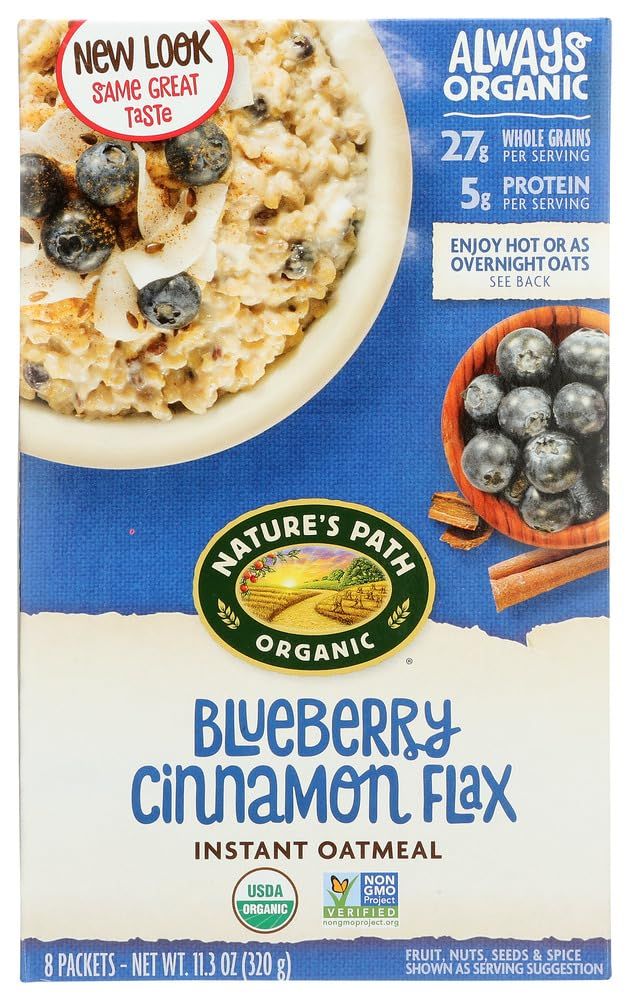 Nature&#39;s Path Organic Instant Hot Oatmeal, Optimum Cinnamon, Blueberry, Flaxseed 1.4 oz(Pack of 1)