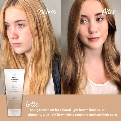 FOUR REASONS Color Mask - Latte - (27 Colors) Toning Treatment, Color Depositing Conditioner, Tone Enhance Color-Treated Hair - Semi Permanent Hair Dye, Vegan and Cruelty-Free, 6.76 fl oz