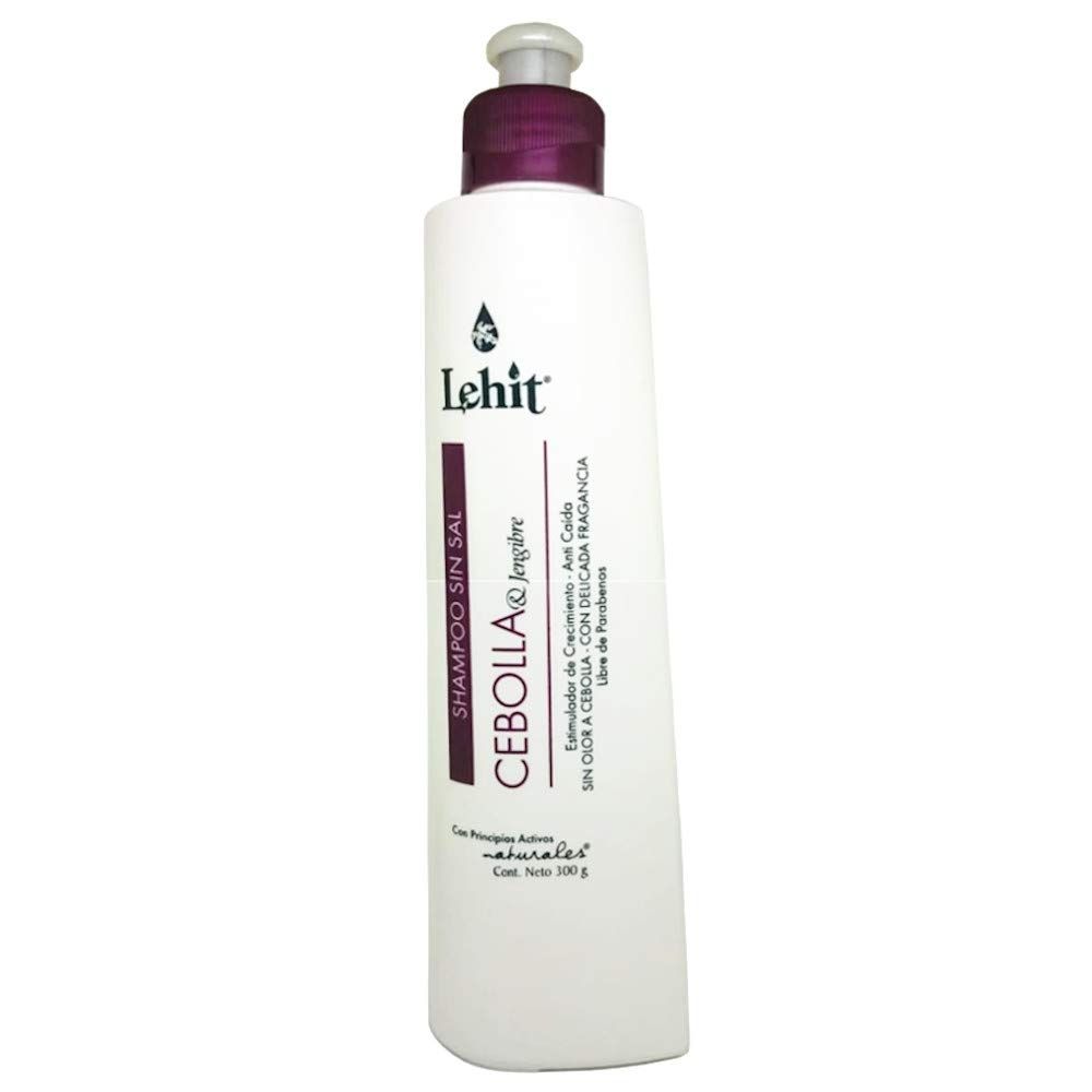 Lehit Cebolla Jengibre Champu Sin Sal Estimulador de Crecimiento Anti-Caida Sin Olor a Cebolla Con Delicada Fragancia Libre de Parabenos Shampoo, Growth Stimulator no Onion Smell 10.1Oz-300ml