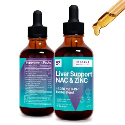 Liver Support NAC, Zinc - 4 fl oz Liquid Drops with Milk Thistle, Dandelion Root, Chicory, Turmeric, Beet Root, Chanca Piedra - Liver Cleanse Detox Supplement