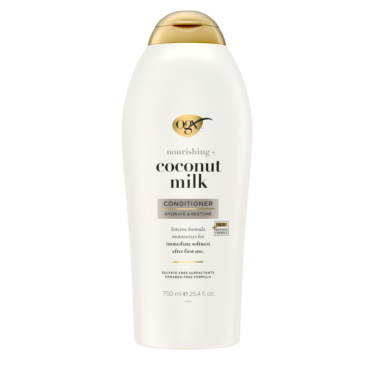 OGX Nourishing Coconut Milk Moisturizing Conditioner for Strong Healthy Hair, with Coconut Milk, Coconut Oil Egg White Protein, Paraben-Free, Sulfate-Free Surfactants, 25.4 fl oz