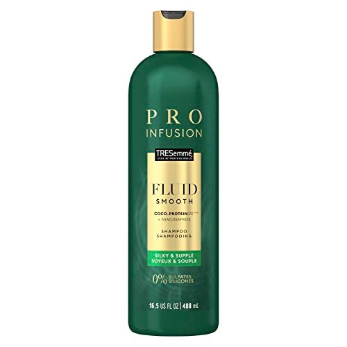 TRESemm Cruelty-Free Pro Infusion Fluid Smooth Sulfate-Free Shampoo For Silky Supple Hair Infused With Natural Coconut Droplets Plant-Based Salon Protein Niacinimide 16.5oz