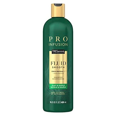 TRESemm Cruelty-Free Pro Infusion Fluid Smooth Sulfate-Free Shampoo For Silky Supple Hair Infused With Natural Coconut Droplets Plant-Based Salon Protein Niacinimide 16.5oz